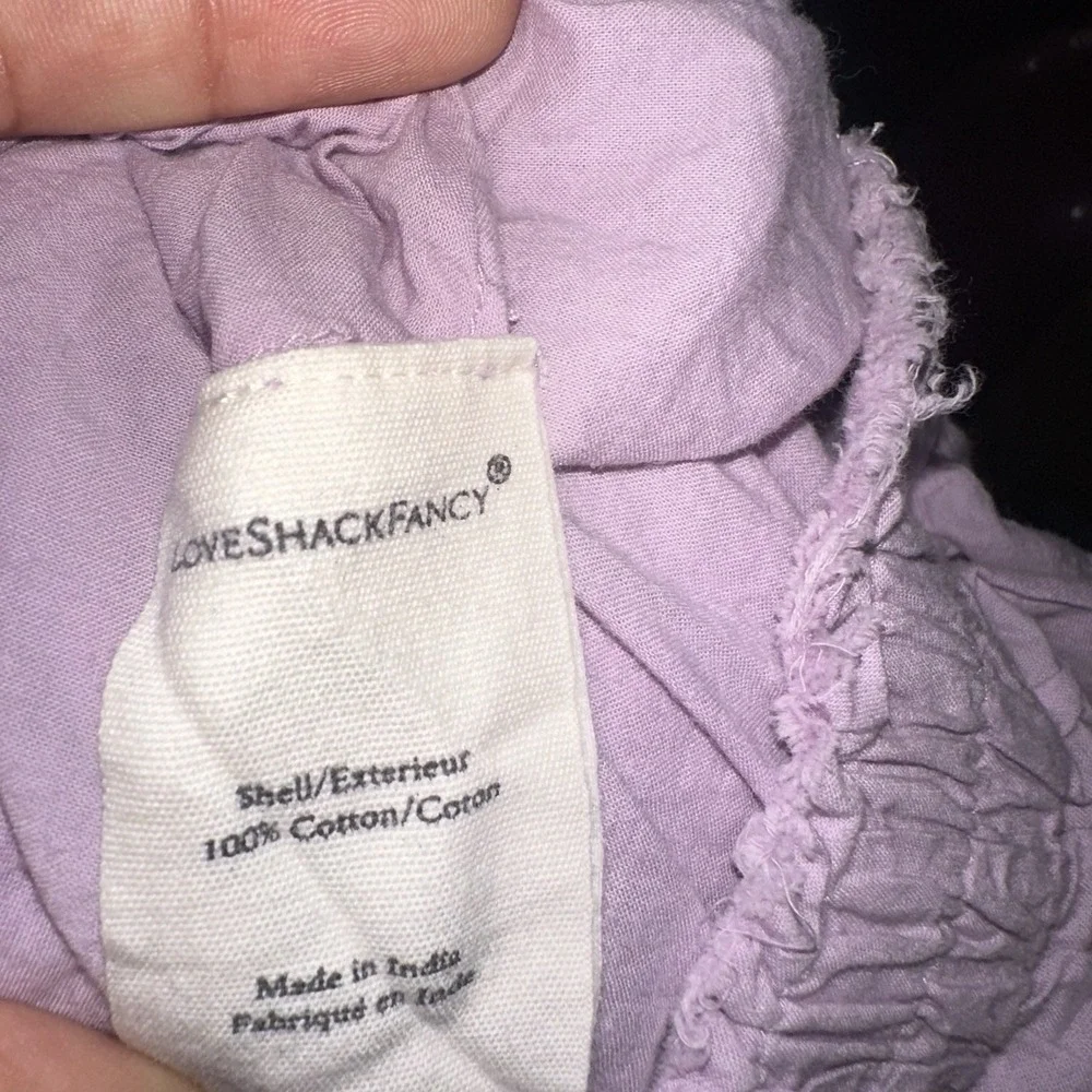 LoveShackFancy Tiered Ruffle Lilac Mini Skirt Size Small 100% Cotton